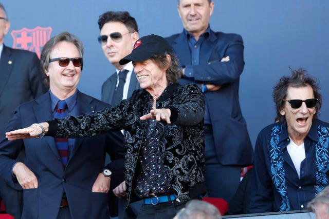 Mick Jagger and Ronnie Wood attend 'El Clasico' Spanish football