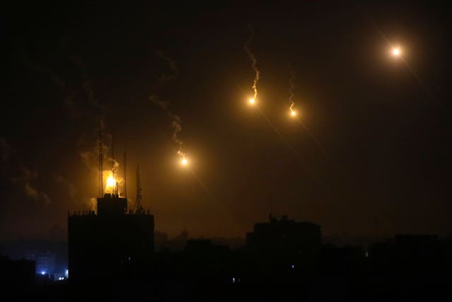 Israeli forces’ flares light up the night sky in northern Gaza Strip