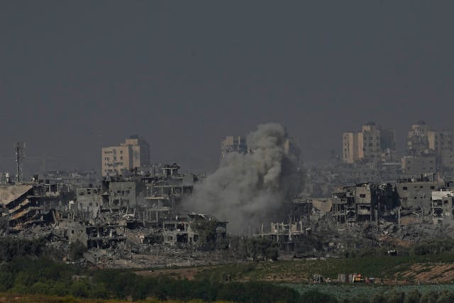 Smoke rises from the Gaza Strip during the ongoing bombardment by the Israeli military 