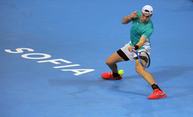 Jack Draper in action during the final in Sofia 