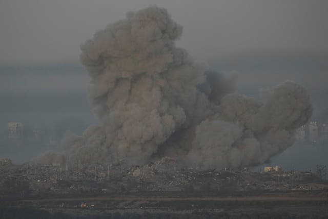 Smoke rises following an Israeli airstrike in the Gaza Strip
