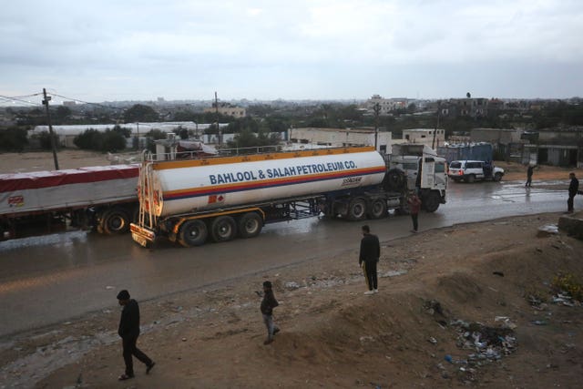 Humanitarian aid trucks arrive in Rafah, Gaza Strip