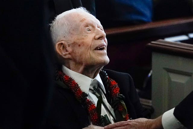 Jimmy Carter at the funeral service for his wife