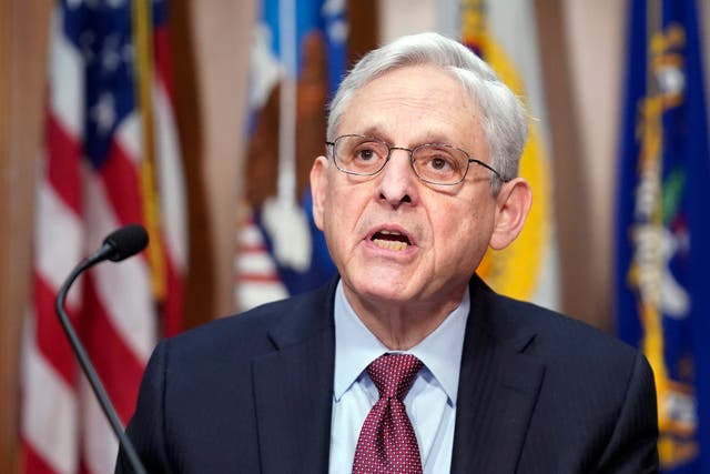 Attorney general Merrick Garland speaks in Washington about Manuel Rocha, the former American diplomat who served as US ambassador to Bolivia, being charged with serving as a secret agent for Cuba’s intelligence services 