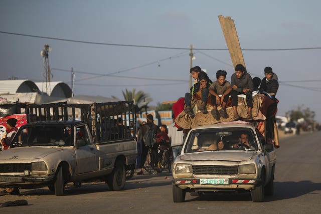 Palestinians flee the Israeli ground offensive in Khan Younis, Gaza Strip 