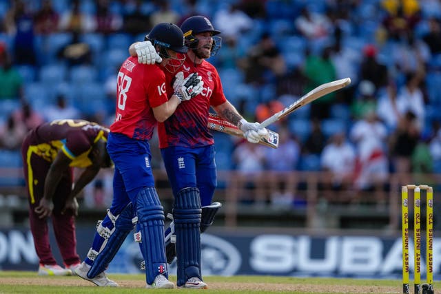 Phil Salt, left, and Harry Brook sealed England's win (Ricardo Mazalan/AP)