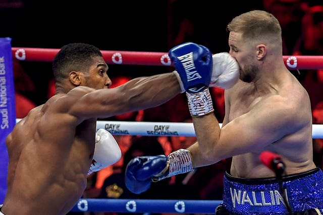 British heavyweight Anthony Joshua, left, was back to his best when stopping Sweden's Otto Wallin in Saudi Arabia
