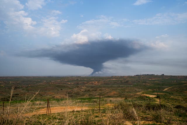 Smoke rises following an Israeli bombardment in the Gaza Strip, as seen from southern Israel 