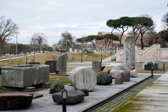 Archaeological findings of the Roman Empire are displayed in the Park of Mount Celio Museum overlooking the Colosseum where the giant marble map (Forma Urbis Romae) of ancient Rome is kept