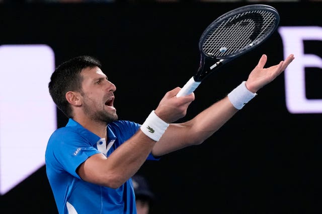 Novak Djokovic gestures