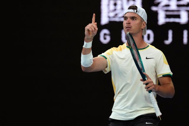 Dino Prizmic during his match against Novak Djokovic