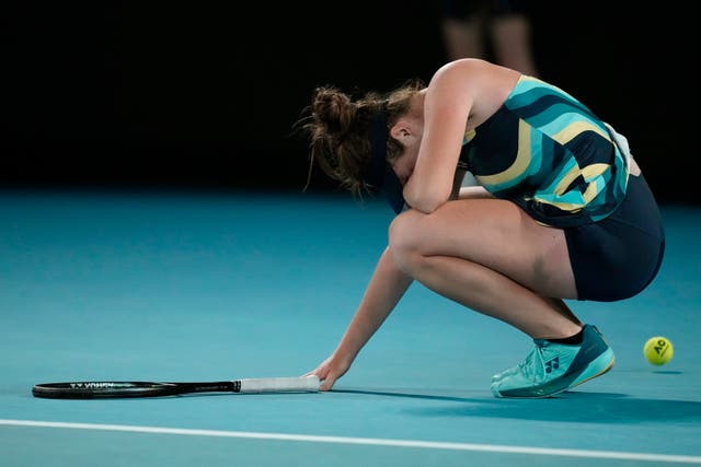 Linda Noskova reacts to her brilliant win