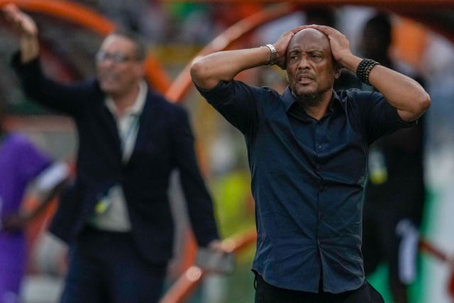 Mauritania head coach Amir Abdou shows his frustration during Saturday's defeat to Angola