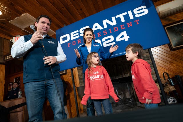 Ron DeSantis with his wife Casey DeSantis and children, Madison and Mason, right