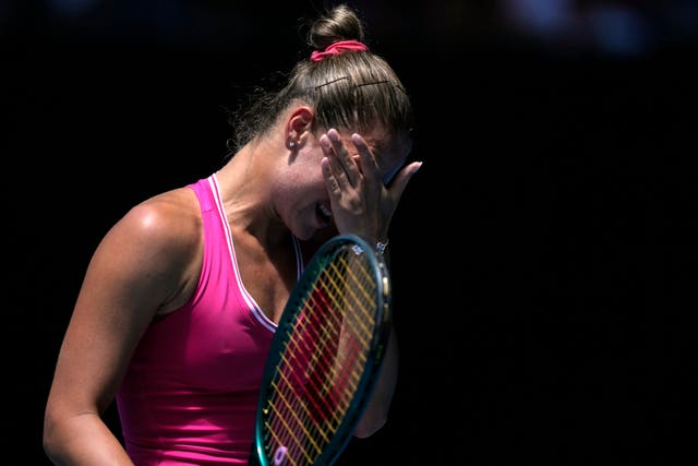 Marta Kostyuk reacts during his defeat by Coco Gauff