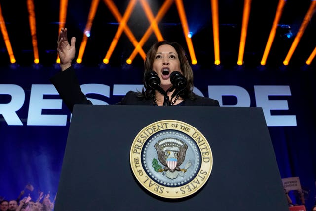 Kamala Harris speaking at an event