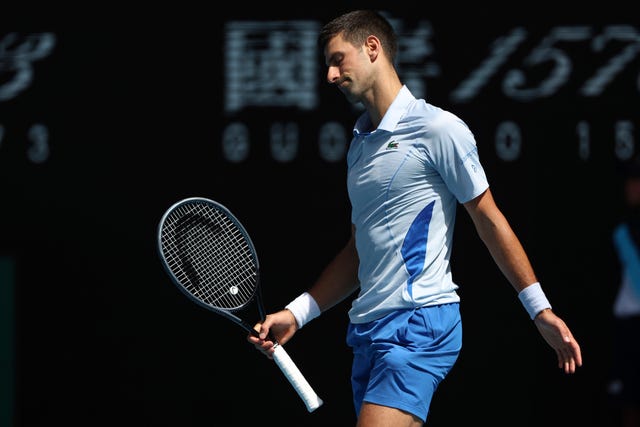 Novak Djokovic looks disappointed