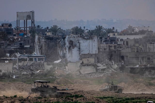 Israeli soldiers operate inside the Gaza Strip