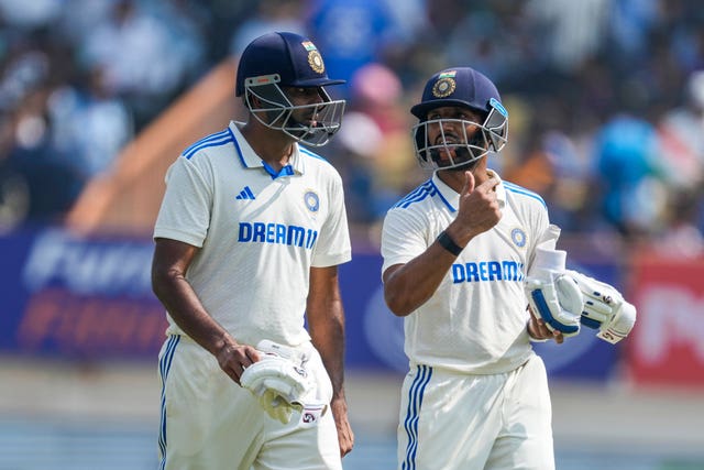 Ashwin, left and Dhruv Jurel frustrated England (AP Photo/Ajit Solanki)