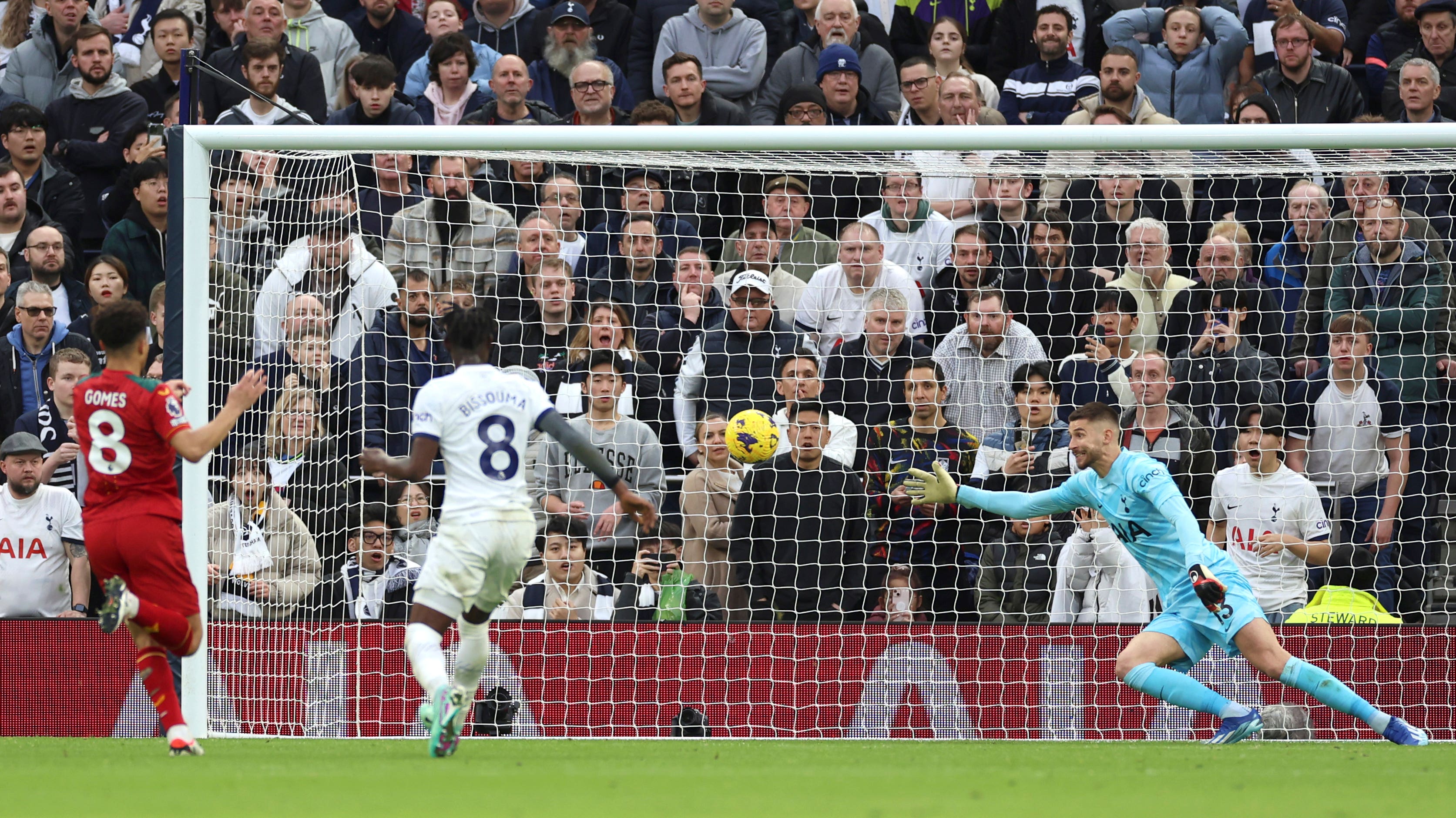 Joao Gomes makes it 2-1 to Wolves at Tottenham (Ian Walton/AP/PA)