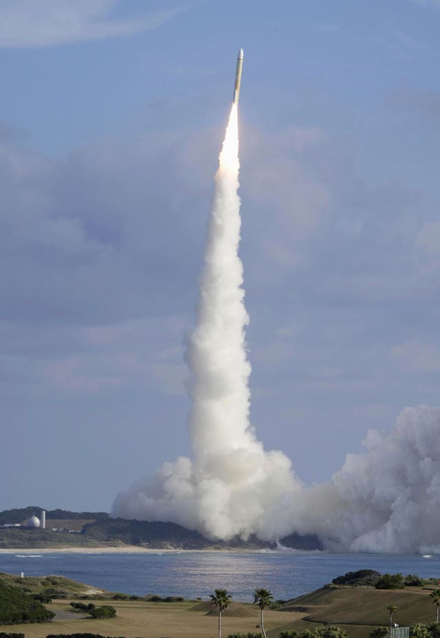 An H3 rocket lifts off at Tanegashima Space Centre in Kagoshima, southern Japan