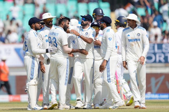 India celebrate the wicket of Zak Crawley