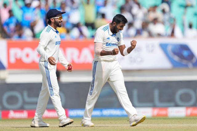 Jasprit Bumrah, right, has taken 17 wickets in the series (Ajit Solanki/AP)
