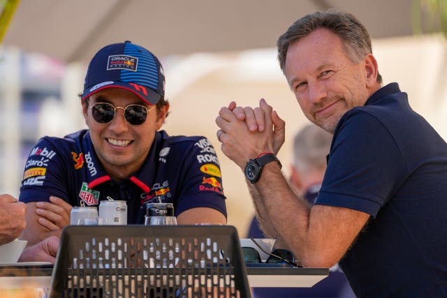 Christian Horner, right, in Bahrain for last weekend's Formula One testing 