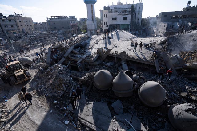 A mosque was among the buildings hit in air strikes in Rafah