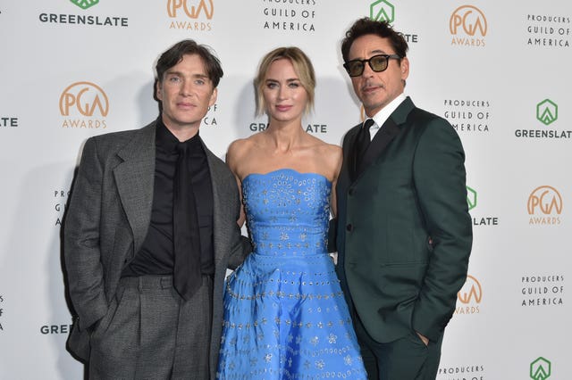 Oppenheimer stars Cillian Murphy, Emily Blunt, and Robert Downey Jr at the Producers Guild Awards