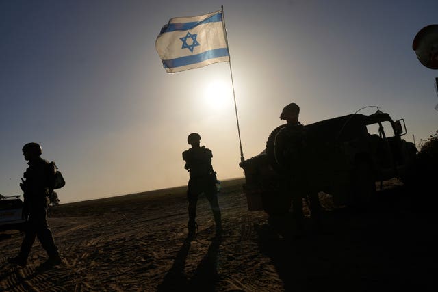 Israeli soldiers near the Gaza Strip border