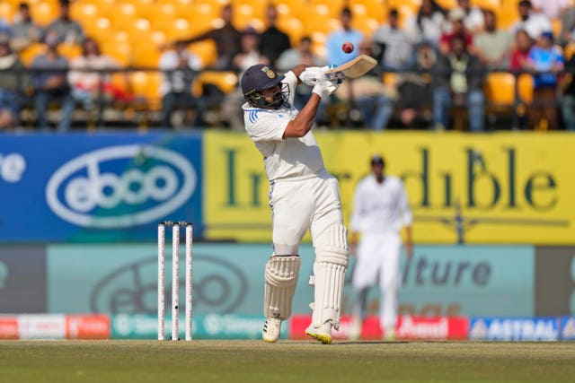 Rohit Sharma made an unbeaten fifty (Ashwini Bhatia/AP)