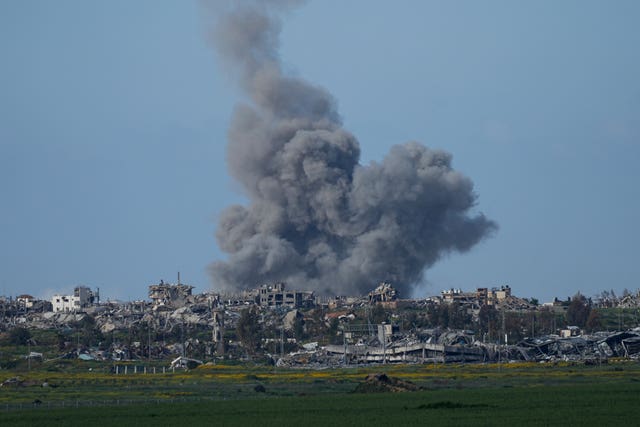 Smoke rises following an Israeli bombardment in the Gaza Strip 