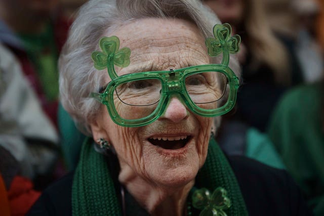 A woman celebrates St Patrick's Day
