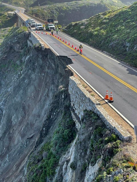 Motorists stranded after part of scenic California highway collapses in ...