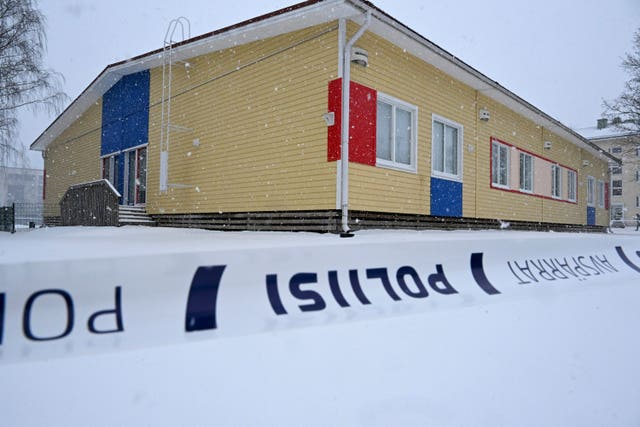 Police tape at the scene of the shooting in Finland 