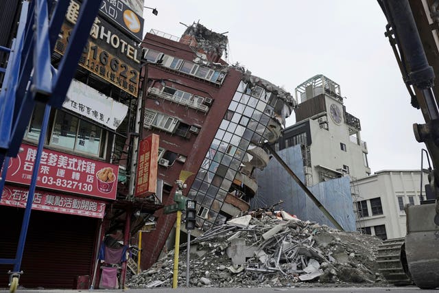 A building damaged by a powerful earthquake in Hualien, Taiwan
