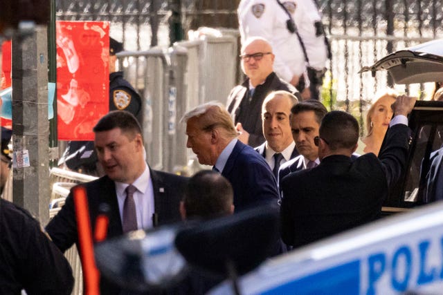Donald Trump arrives at Manhattan Criminal Court in New York