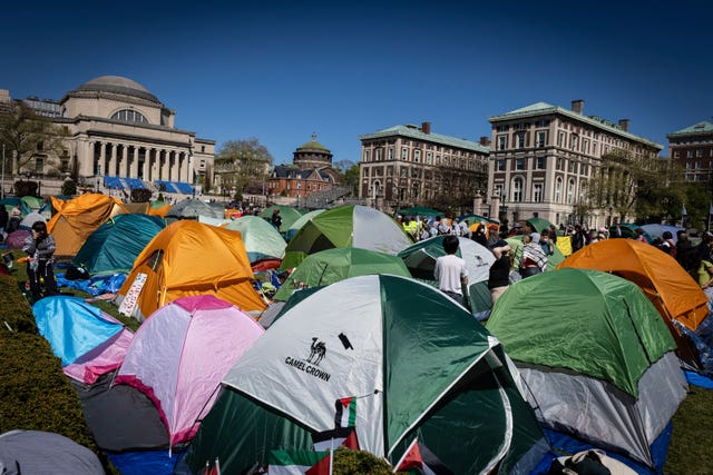 Tents at a pro-Palestinian demonstration encampment at Columbia University in New York