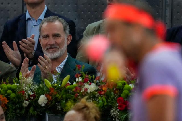 Spain’s King Felipe VI watches Rafael Nadal 