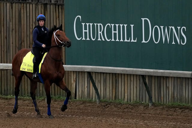 Epic Ride, the mount of former UK-based jockey Adam Beschizza, on the track at Churchill Downs