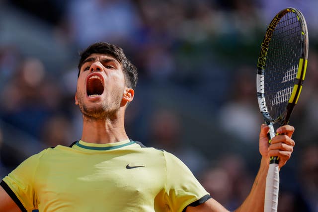 Carlos Alcaraz celebrates beating Jan-Lennard Struff