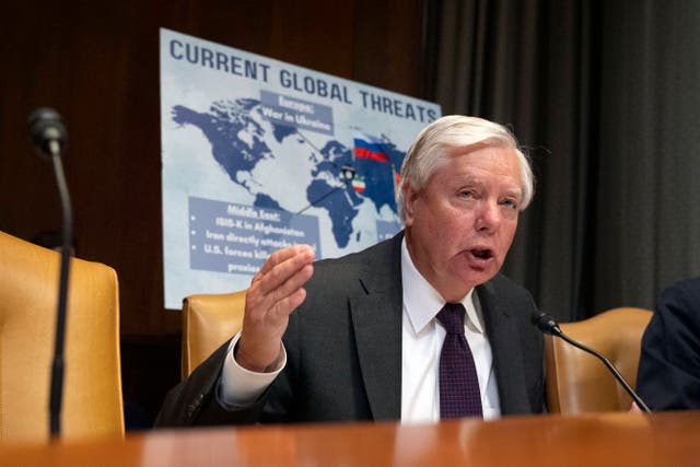 Senator Lindsey Graham speaks during a hearing of the Senate Appropriations Committee Subcommittee on Defence on Capitol Hill in Washington