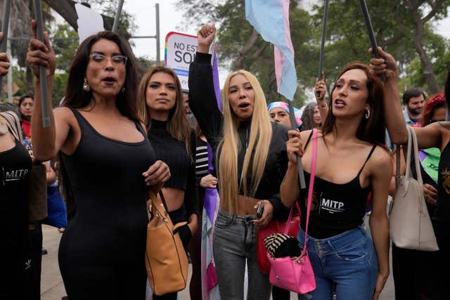Members of the LGBTQ+ community protesting in Peru