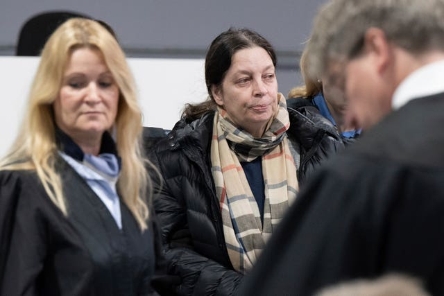 Defendant Birgit Malsack-Winkemann, centre, at the start of the trial