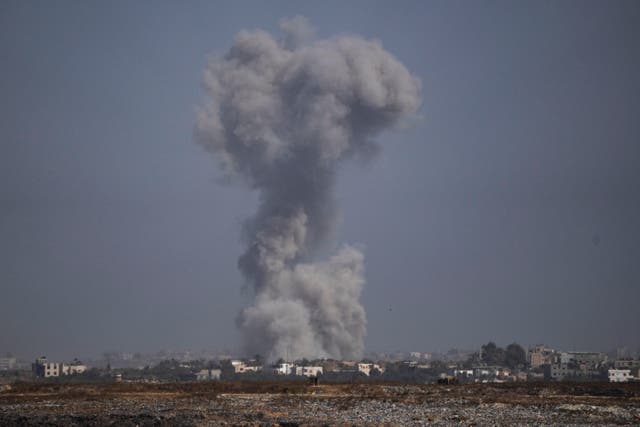 Smoke rises following an Israeli air strike in the Gaza Strip