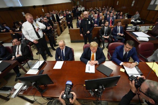 Donald Trump sits in court in New York 