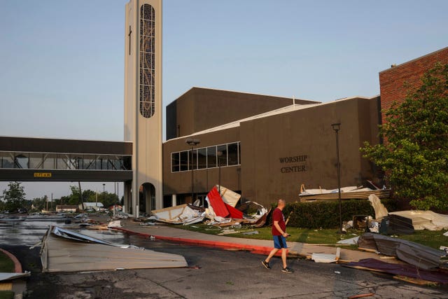 Damage at First Baptist Church in Claremore, Oklahoma