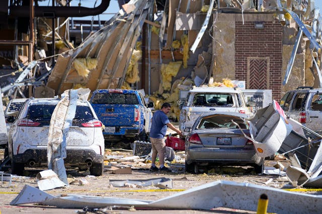 The damage caused by a tornado in Valley View, Texas