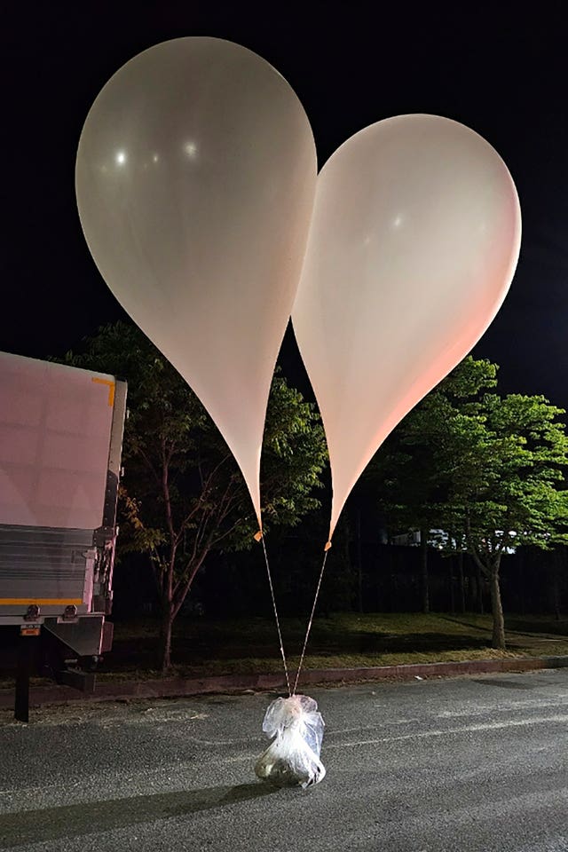 Balloons with rubbish presumably sent by North Korea, in South Chungcheong Province, South Korea